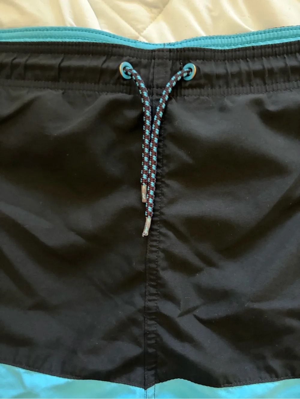 George Black and Aqua Colorblock Swim Trunks